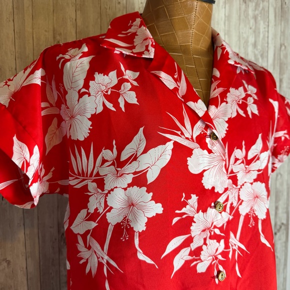 Men's Vintage Royal Hawaiian Men’s Red Floral Shirt - Picture 3 of 7